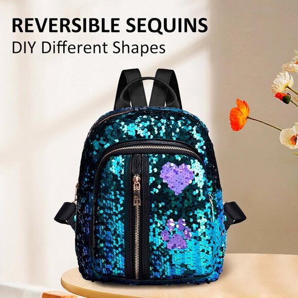 Reversible Sequin School Backpack Lightweight Kid Book Bag for Preschool